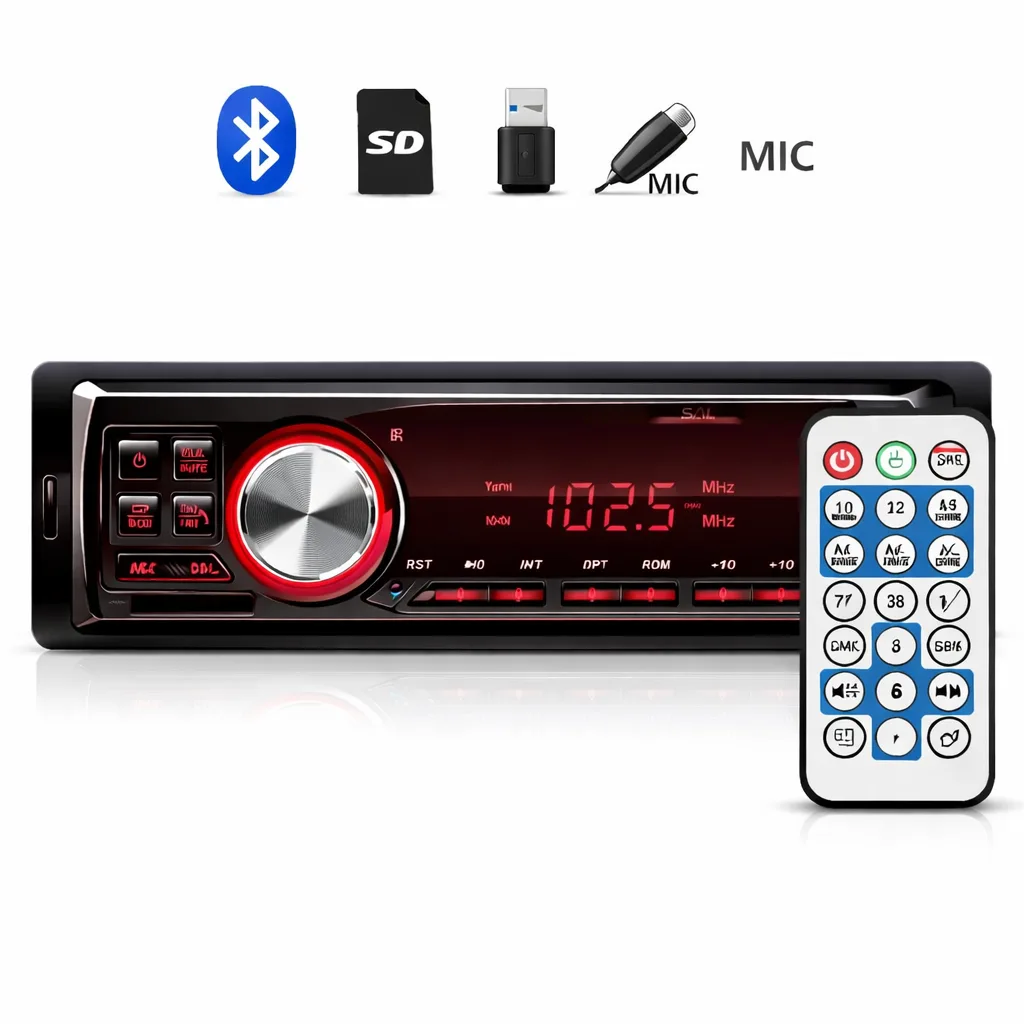 Auto radio SAL VBT1100/RD sa Bluetooth, 1xUSB/1xSD, AUX, FM, crvenim osvetljenjem i daljinskim upravljačem – 4 x 45W