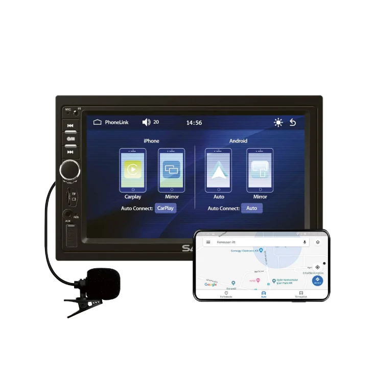 Slika 3 - Multimedia - Auto radio SAL VBX910 sa 7" ekranom osetljivim na dodir, CarPlay, Android Auto, Bluetooth 5.2, USB/microSD, AM/FM, daljinskim i ulazom za zadnju kameru – 4 x 45W