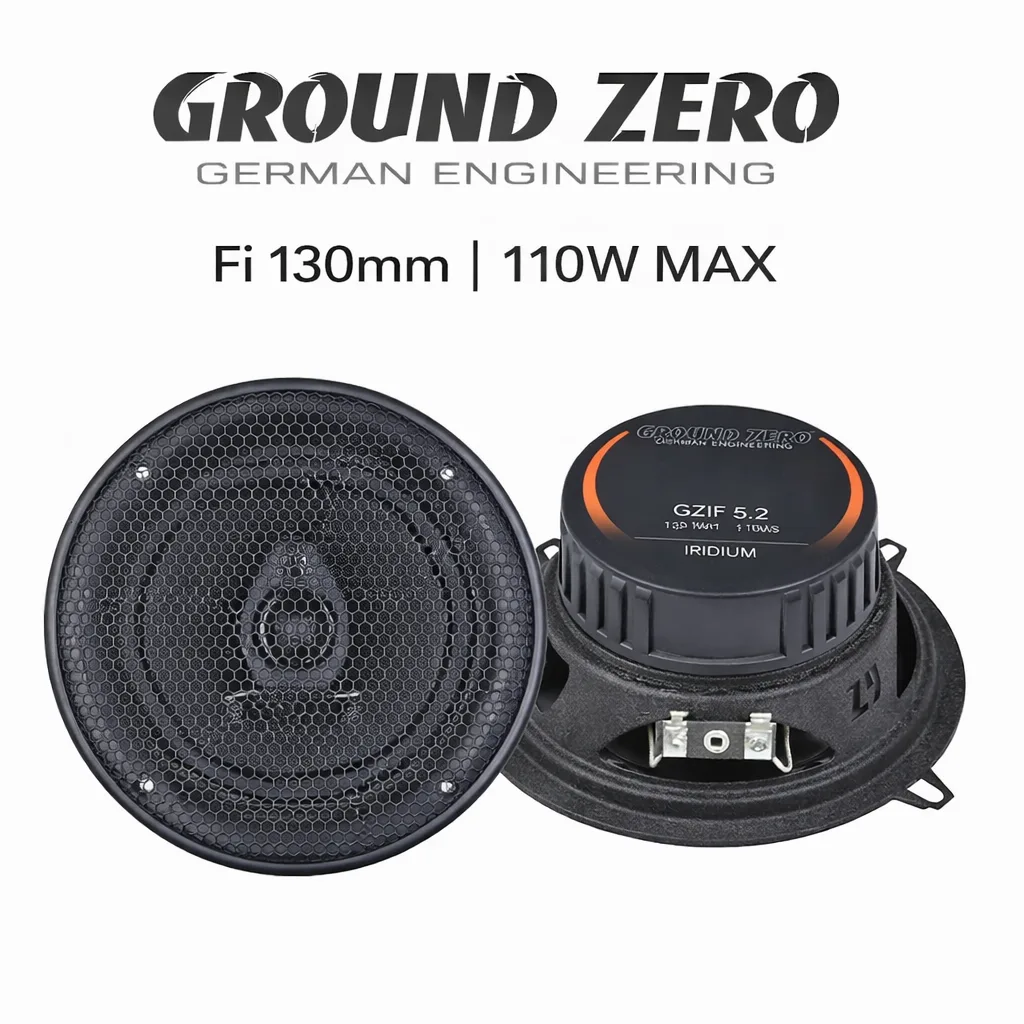 Auto zvučnici Ground Zero Iridium 130mm – 70W RMS / 110W max, dvosistemski, 4 Ohm, aluminijumsko kućište, vrhunski zvuk