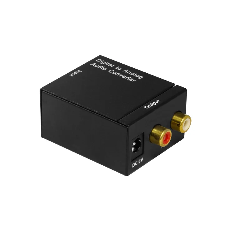Slika 2 - Digitalno-analogni konverter (DAC) – kompaktni prelaz sa optičkog TOSLINK i koaksijalnog digitalnog izlaza na 2 x RCA (Cinch), za pojačala i zvučnike, uključuje optički TOSLINK kabl, prelaz sa optike na 2 CINCH