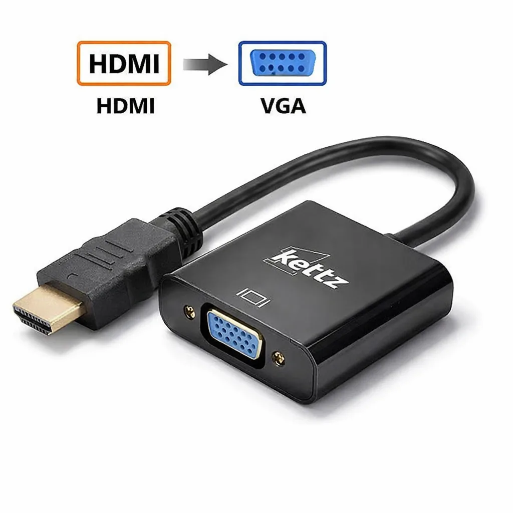 Prelaz HDMI na VGA (M–Ž) Kettz HV-4500  – Adapter za računar, PC, laptop, PS4, PS5, monitor, projektor i jos uredjaja | Full HD 1080p