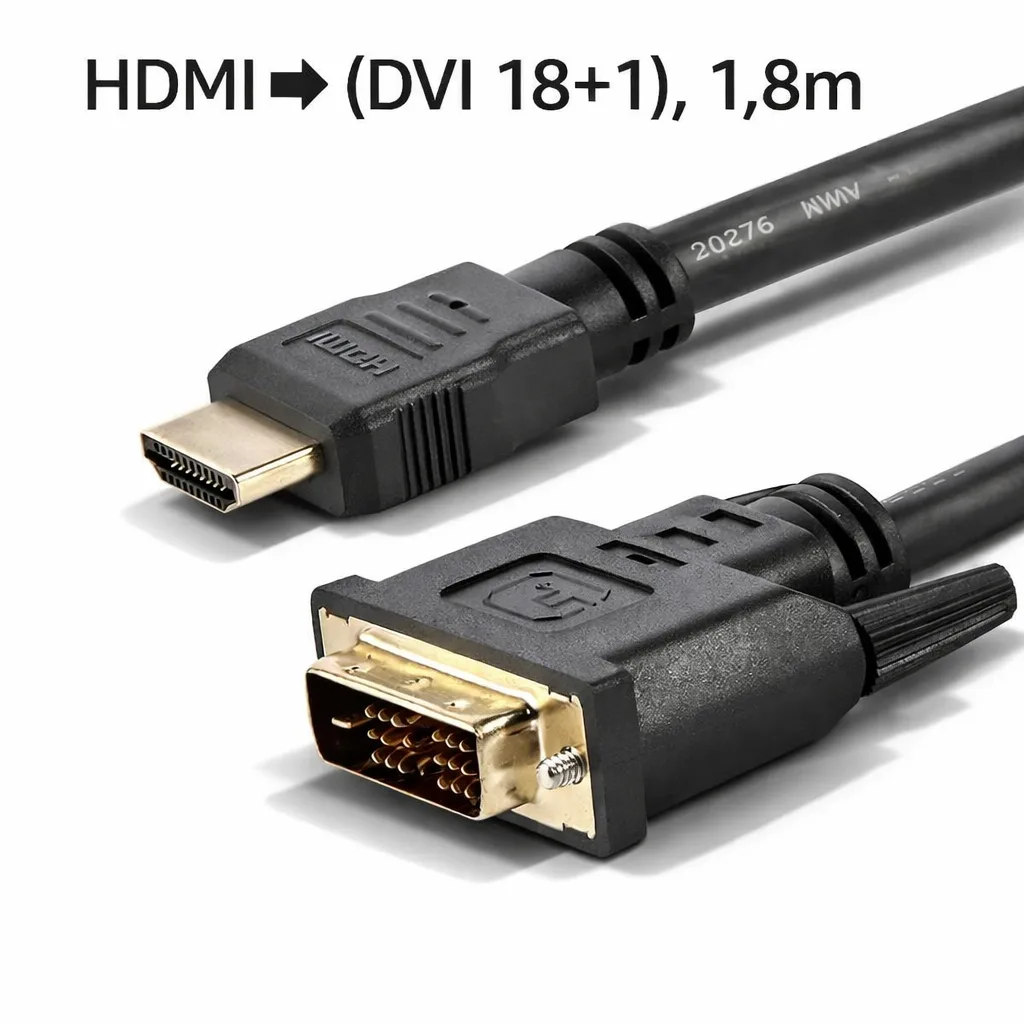 Prelaz HDMI na DVI kabl 18+1 PIN 1.8m – Kettz HDD‑18 | Visokokvalitetni digitalni video konektor (prelaz)