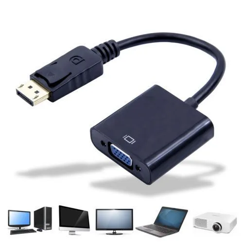 Slika 2 - Prelaz DisplayPort muški DP na VGA ženski konvertor KT-DP2VG, DP 1.2, Crna, 13cm, Plug & Play, podrška za Full HD 1920x1200, CRT/LCD monitore, projektore, Dell/HP/Lenovo/Philips/nVIDIA/Samsung, video prenos, kompaktan i prenosiv