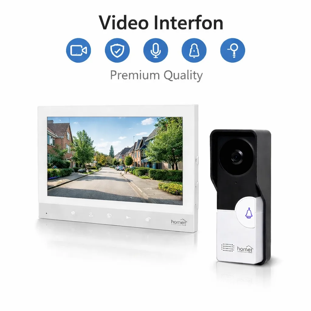 Interfon Video Collor HOME sa 7" ekranom, 2 MP HD kamera, noćni režim, otvaranje električne brave, 4-žilna veza, izbor melodije zvona, funkcija Ne uznemiravajte, jednostavna montaža i povezivanje za kuće, stanove i poslovne objekte